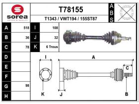 Transmisiones VWT194 - TRANSMISION IZQ.AUDI A3/GOLV IV