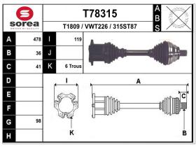 Transmisiones VWT226 - TRANSMISION IZQ. AUDI/VOLKSWAGEN C/AUTOMATICO