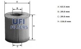 Filtros ufi 2500200 - FILTRO ACEITE UFI **