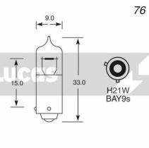 Lucas LLB436 - LAMP.AUT.12V 21W BAY9S HALOGEN 'E'