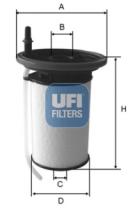 Filtros ufi 2605200 - F.COM.ALFA ROMEO,CHRYSLER,FIAT,LANC
